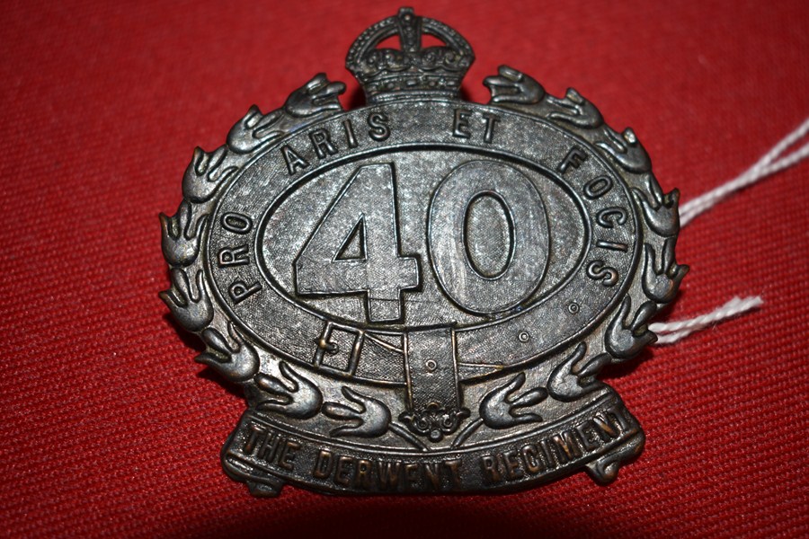 AUSTRALIAN ARMY HAT BADGE 40 BN THE DERWENT REGIMENT. 30-42