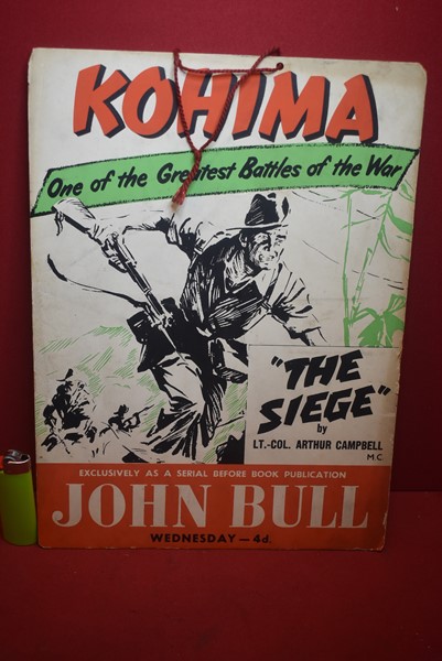 JOHN BULL MAGAZINE ADVERTISING CARD "KOHIMA"FOR THE BOOK "THE SIEGE" 