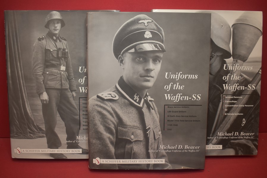 FULL SET OF THREE VOLUMES OF "THE UNIFORMS OF THE WAFFEN SS BY MICHAEL D. BEAVER