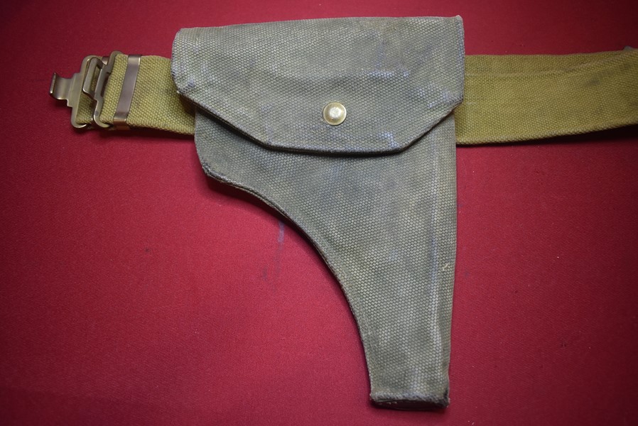 WW2 BRITISH/AUSTRALIAN WEB BELT AND HOLSTER FOR THE LUGER PISTOL-SOLD