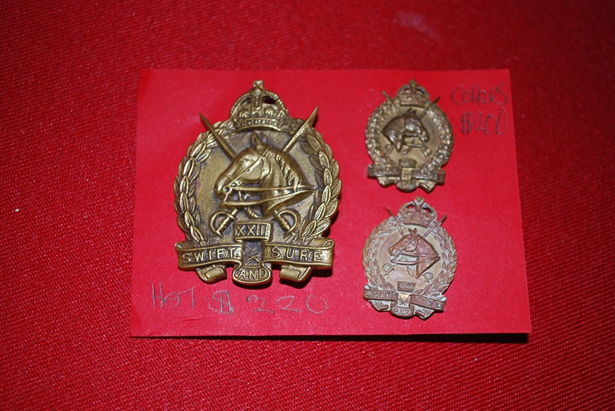 AUSTRALIAN 23 LIGHT HORSE HAT AND COLLAR BADGES-SOLD