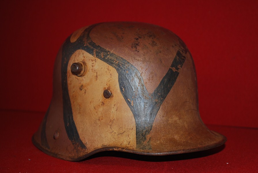 WW1 GERMAN CAMOUFLAGED HELMET-SOLD