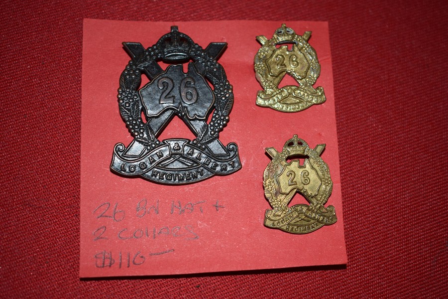 WW2 AUSTRALIAN BADGES 26 BN (LOGAN AND ALBERT REGT) 30-42-SOLD