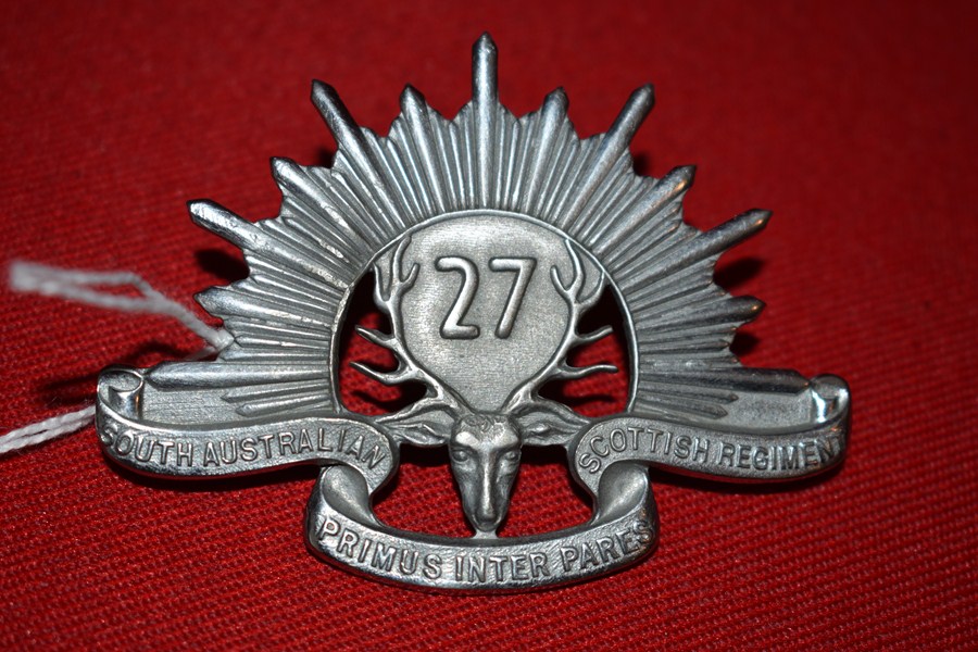 AUSTRALIAN ARMY HAT BADGE. 27 BN SOUTH AUSTRALIAN SCOTTISH. 30-42..