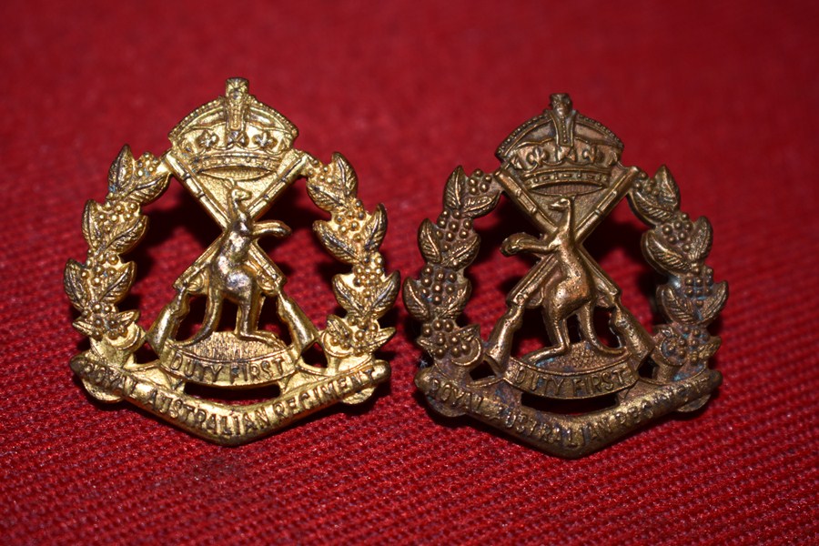 AUSTRALIAN ARMY PAIR OF COLLAR BADGES. ROYAL AUSTRALIAN REGIMENT (SKIPPY) 48-53.-SOLD