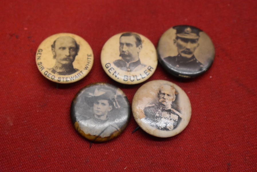 BOER WAR PIN BADGES X 5 b.-SOLD