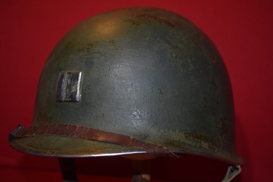 WW2 US M1 OFFICERS HELMET-FIXED BALE-FRONT SEAM-SOLD