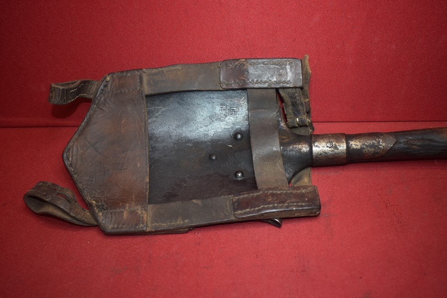 WW1 GERMAN ENTRENCHING TOOL AND COVER DATED 1915-SOLD