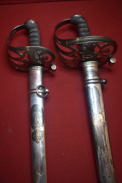 PAIR OF PATTERN 1827 BRITISH RIFLE OFFICERS SWORDS NAMED TO THE SAME OFFICER