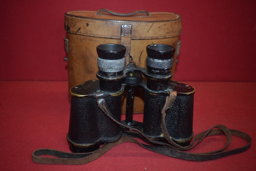 WW1 DATED BRITISH OFFICERS BINOCULARS AND CASE dated 1915-SOLD