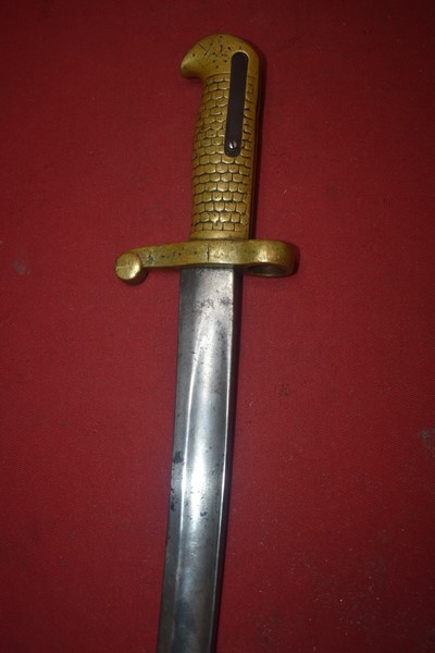 US M1870 BAYONET FOR THE REMINGTON RIFLE WITH A BRASS FEATHERED HILT