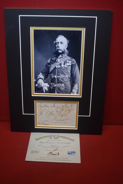 SIGNED DISPLAY OF JAMES BRUDENALL - EARL OF CARDIGAN FAMOUS FOR THE CRIMEA WAR CHARGE OF THE LIGHT BRIGADE