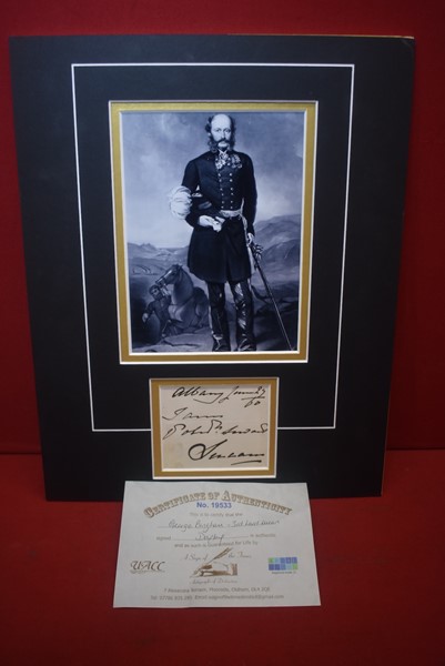 SIGNED DISPLAY OF GEORGE BINGHAM, THIRD LORD LUCAN RESPONSIBLE FOR THE CRIMEAN WAR CHARGE OF THE LIGHT BRIGADE 