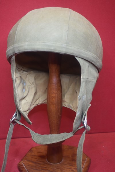 FRENCH INDO-CHINA WAR GREEN CLOTH AND CORK PARATROOPERS HELMET