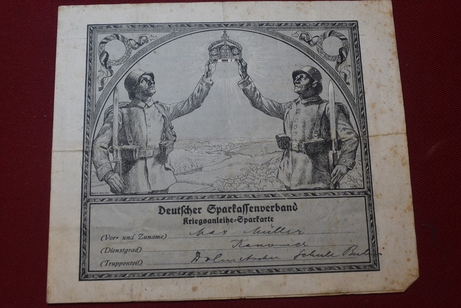 WW1 GERMAN SPARTAFFENVERBAND BANK DEPOSIT BOOK